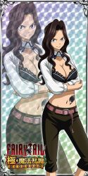 Rule 34 | breasts, brown hair, cana alberona, cleavage, fairy tail, large breasts, long hair, midriff, navel, official art