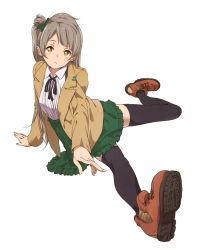 Rule 34 | 10s, 1girl, absurdres, bow, brown eyes, brown hair, haine, hair bow, highres, long hair, love live!, love live! school idol festival, love live! school idol project, minami kotori, side ponytail, simple background, solo, thighhighs, zettai ryouiki