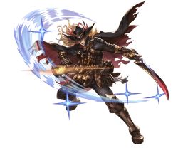 Rule 34 | 10s, 1boy, blonde hair, boots, cape, feathers, full body, gloves, granblue fantasy, hat, lamp, long hair, lucius (granblue fantasy), male focus, minaba hideo, official art, open mouth, orange eyes, solo, sparkle, sword, teeth, transparent background, weapon