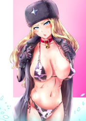 Rule 34 | 1girl, absurdres, animal print, annoyed, areolae, bikini, black gloves, blonde hair, blue eyes, blush, breasts, bro.you-yan, buttons, cleavage, coat, collar, collarbone, cow print, cowbell, embarrassed, fur hat, fur trim, gloves, hat, highres, kolin, large breasts, lips, long hair, navel, nipples, open clothes, open coat, parted lips, solo, street fighter, street fighter v, sweat, swimsuit, thighhighs, thighs, ushanka, wavy hair, winter clothes, winter coat, zettai ryouiki