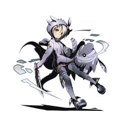 Rule 34 | 10s, 1girl, black legwear, divine gate, full body, hair ornament, hairclip, hate (divine gate), head tilt, holding, holding sword, holding weapon, hood, hooded jacket, jacket, looking at viewer, official art, shadow, short hair, silver hair, solo, sword, transparent background, ucmm, weapon, yellow eyes, zipper