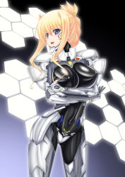 Rule 34 | 1girl, blonde hair, blue eyes, bodysuit, breast hold, breasts, crossed arms, covered erect nipples, highres, ilfriede von feulner, kilina, large breasts, legs, muv-luv, muv-luv alternative, muv-luv total eclipse, pilot suit, short hair, skin tight, solo, thighs