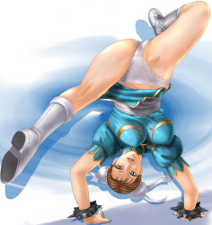 Rule 34 | breasts, capcom, china dress, chinese clothes, chun-li, cleavage, dress, highres, panties, smile, street fighter, toten (der fuhrer), underwear