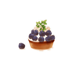 Rule 34 | 6+others, bird, blueberry, blueberry tart, chai (drawingchisanne), food, food focus, fruit, fruit tart, mint, multiple others, no humans, original, simple background, sitting on food, tart (food), whipped cream, white background