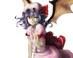 Rule 34 | 1girl, aituoku, bad id, bad pixiv id, bat wings, blue hair, commentary, face, female focus, hat, middle finger, red eyes, remilia scarlet, short hair, solo, tears, touhou, twh (artist), wings