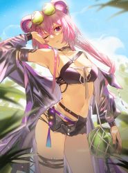Rule 34 | 1girl, animal ears, arknights, lin (arknights), lufi ays, mouse ears, mouse girl, pink hair, sunglasses, sunglasses on head, swimsuit