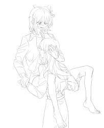 Rule 34 | 2girls, barefoot, between legs, blush, bottomless, collared shirt, commentary, greyscale, hand on another&#039;s head, hand on another&#039;s thigh, hashtag-only commentary, hickey, highres, holding hands, inoue takina, licking, licking stomach, long hair, long sleeves, lycoris recoil, lycoris uniform, medium hair, molu stranger, monochrome, multiple girls, nishikigi chisato, open clothes, open shirt, parted lips, saliva, shirt, smile, spread legs, sweat, yuri