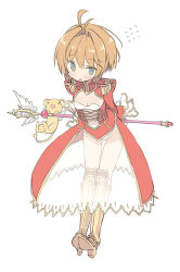 Rule 34 | 10s, 1girl, ahoge, armor, arms behind back, blade (galaxist), blush, boots, breasts, brown hair, cardcaptor sakura, cosplay, epaulettes, fate/extra, fate/grand order, fate (series), full body, greaves, green eyes, hair intakes, holding, holding wand, kero (cardcaptor sakura), kinomoto sakura, leaning forward, leotard, magical girl, nero claudius (fate), nero claudius (fate) (all), nero claudius (fate/extra), nero claudius (fate/extra) (cosplay), see-through, small breasts, solo, tange sakura, thigh boots, thigh gap, thighhighs, voice actor connection, wand, white background, yume no tsue