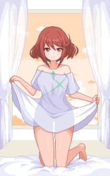 Rule 34 | 1girl, bed, breasts, chest jewel, large breasts, pixel art, pyra (xenoblade), red eyes, red hair, redforge, shirt, short hair, solo, swept bangs, t-shirt, wide hips, xenoblade chronicles (series), xenoblade chronicles 2