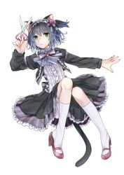 Rule 34 | 1boy, animal ears, bad id, bad pixiv id, bloomers, blue hair, cat ears, cat tail, crossdressing, lolita fashion, lying, male focus, mary janes, on back, ryone yami, ryoune yami, shoe dangle, shoes, solo, tail, thighhighs, toudou charo, tr, transparent background, trap, underwear, utau