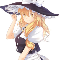 Rule 34 | 1girl, asymmetrical hair, bad id, bad pixiv id, blonde hair, bow, hair bow, hat, hat bow, highres, kirisame marisa, long hair, solo, touhou, white background, witch hat, x&amp;x&amp;x, yellow eyes