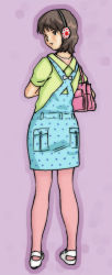 Rule 34 | 1girl, bag, brown hair, fashion, handbag, legs, original, pantyhose, pink pantyhose, shoes, short hair, solo, uraharukon