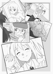 Rule 34 | 2girls, :p, absurdres, alternate hairstyle, bad id, bad pixiv id, bespectacled, blush, book, border, breasts, casual, cleavage, closed eyes, closed mouth, collarbone, dutch angle, female pov, glasses, greyscale, hair down, highres, hikaru (ofuton at5), holding, holding book, holding hands, interlocked fingers, kuroki tomoko, long hair, long sleeves, looking at another, loose necktie, lying, mask, mask pull, microphone, microphone stand, monochrome, mouth mask, multiple girls, multiple views, naked towel, necktie, nemoto hina, on bed, on side, open book, pajamas, pants, ponytail, pov, pulled by self, school uniform, shirt, short hair, smile, standing, surgical mask, tearing up, tongue, tongue out, towel, two side up, watashi ga motenai no wa dou kangaetemo omaera ga warui!, wet, wet hair, yuri