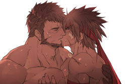 Rule 34 | 00s, 2boys, abs, bandages, bara, blush, drooling, dungeon and fighter, fighter (dungeon and fighter), grabbing, kiss, large pectorals, male fighter (dungeon and fighter), male focus, male priest (dungeon and fighter), multiple boys, muscular, nikism, pectoral grab, pectorals, saliva, scar, steam, striker (dungeon and fighter), topless male, wince, yaoi