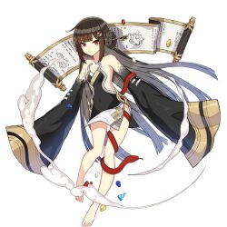 Rule 34 | 1girl, bare legs, bare shoulders, barefoot, black hair, breasts, chinese clothes, detached sleeves, floating, floating object, full body, hair ornament, honkai (series), honkai impact 3rd, long hair, nuwa (honkai impact), official art, red eyes, red snake, scales, scroll, small breasts, snake, third-party source, transparent background