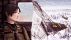 Rule 34 | 1girl, ace combat, ace combat 5, afterburner, aircraft, airplane, artist name, blaze, boeing, boeing defense, space &amp; security, brown eyes, brown hair, ch-47 chinook, emblem, eyelashes, f-14, fighter jet, helicopter, jet, kei nagase, lips, military, military vehicle, namco, pilot, pilot suit, radio, sea goblin, short hair, signature, snow, solo, thompson (solowingfh), tree, vehicle focus, wallpaper, wardog squadron