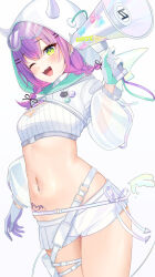 Rule 34 | 1girl, ;d, arm up, blush, braid, breasts, demon tail, demon wings, em 0801, fake horns, green eyes, hair ornament, heart, heart tattoo, highres, holding, holding megaphone, hololive, hood, hoodie, horns, looking at viewer, megaphone, multicolored hair, navel, one eye closed, open mouth, pointy ears, purple hair, short shorts, shorts, shrug (clothing), small breasts, smile, solo, stomach, tail, tattoo, thighs, tokoyami towa, tokoyami towa (5th costume), twin braids, two-tone hair, virtual youtuber, white hoodie, white shorts, winged heart tattoo, wings