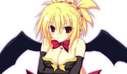 Rule 34 | 1girl, blonde hair, bow, disgaea, hair ornament, jewelry, makai senki disgaea 2, makai senki disgaea 3, necklace, nippon ichi, pointy ears, rozalin, solo, wings, yellow bow