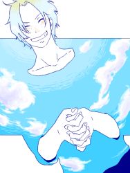 Rule 34 | 1boy, blue sky, freckles, own hands clasped, male focus, one piece, portgas d. ace, sky, smile, solo