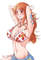 Rule 34 | 1girl, 2024, breasts, dated, highres, large breasts, nami (one piece), one piece, orange hair, solo
