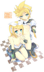 Rule 34 | 1boy, 1girl, blonde hair, blue eyes, blush, bow, breasts, brother and sister, clothes lift, cum, erection, facial, fellatio, foreskin, hair bow, handjob, headphones, hetero, incest, kagamine len, kagamine rin, kneeling, nipples, open mouth, oral, penis, phimosis, pinky out, sacchi, shirt lift, siblings, small breasts, testicles, thigh gap, twincest, twins, uncensored, vocaloid