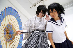 Rule 34 | cosplay, glasses, itoshiki nozomu, photo (medium), sailor, sayonara zetsubou sensei, school uniform, sekiutsu maria tarou, serafuku, umbrella