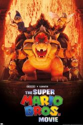 Rule 34 | 5boys, angry, bowser, claws, fire, full body, guard, highres, horns, kamek, koopa general, koopa paratroopa, koopa troopa, looking at viewer, mario (series), multiple boys, nintendo, official art, open mouth, polearm, poster, red hair, resized, spear, spikes, sunglasses, tail, the super mario bros. movie, third-party edit, third-party source, third-party watermark, throne, title, upscaled, wand, weapon, wings