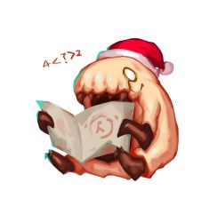 Rule 34 | 1other, annoicw, half-life, half-life (series), half-life 2, hat, headcrab, holding, holding paper, lamarr, math, monocle, numbered, paper, reading, santa hat, sitting, solo, white background