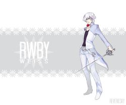 Rule 34 | 1boy, gender request, genderswap, male focus, rwby, short hair, solo, sword, weapon, weiss schnee, white hair