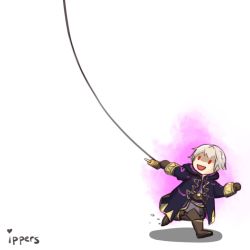Rule 34 | 1boy, boots, fire emblem, fire emblem awakening, fire emblem heroes, grima (fire emblem), kite flying, male focus, nintendo, open mouth, red eyes, robe, robin (fire emblem), robin (male) (fire emblem), running, short hair, t-ippers, white hair