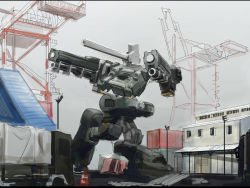 Rule 34 | armored core, armored core: for answer, from software, gatling gun, gun, highres, mecha, motor vehicle, robot, truck, vehicle, weapon