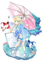 Rule 34 | #compass, 1girl, absurdres, aoharu alice, aqua hair, bag, blonde hair, blue cloak, blue eyes, blue footwear, blue sailor collar, blue shirt, blue skirt, blush, book, boots, bow, card, cloak, club (shape), diamond (shape), earrings, eyes in shadow, female focus, flower, food-themed hair ornament, frilled sailor collar, frills, gloves, gradient hair, grass, hair bow, hair ornament, hand up, handbag, heart, heart-shaped pupils, heat, highres, holding, holding umbrella, hood, hood up, hooded cloak, jewelry, jpeg artifacts, kiritani (kiritani1210), layered skirt, long hair, long sleeves, looking at viewer, miniskirt, multicolored hair, mushroom, mushroom hair ornament, neckerchief, official art, open book, open mouth, outdoors, oversized object, path, pink flower, playing card, pleated skirt, red cloak, red footwear, road, sailor collar, shirt, shoes, shoulder bag, simple background, skirt, solo focus, spade (shape), spoon, symbol-shaped pupils, third-party source, tree, two-tone hair, umbrella, white background, white footwear, white gloves, white neckerchief, wide sleeves, yellow eyes