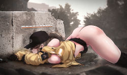 Rule 34 | 1girl, ass, breasts, hat, long hair, nipples, ponytail, tom clancy&#039;s the division 2