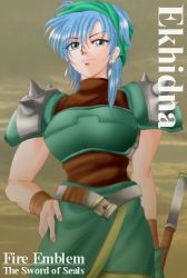 Rule 34 | 1girl, blue hair, character name, copyright name, echidna (fire emblem), eyebrows, female focus, fire emblem, green eyes, hissaa (starlight express), nintendo, solo, tagme