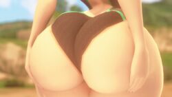 1girl 3d animated animated_gif ass ass_focus curvy female_focus grabbing_own_ass highres huge_ass jiggle n-nurico one-piece_swimsuit pyra_(xenoblade) skindentation solo swimsuit thick_thighs thighs wide_hips xenoblade_chronicles_(series) xenoblade_chronicles_2