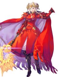 Rule 34 | 1girl, armor, armored boots, axe, aymr (fire emblem), boots, cape, double bun, edelgard von hresvelg, fire emblem, fire emblem: three houses, fire emblem heroes, floating clothes, full body, gloves, haccan, hair bun, highres, horns, long hair, nintendo, official art, purple eyes, solo, transparent background, white hair