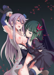 Rule 34 | 10s, 2girls, armpits, asymmetrical clothes, bdsm, black dress, black thighhighs, blue eyes, blush, bondage, bound, bound wrists, bow, breasts, breasts out, clothed female nude female, cure moonlight, dark precure, dress, drooling, elbow gloves, fingering, fingernails, gloves, green hair, hair ornament, heartcatch precure!, large breasts, long fingernails, long hair, magical girl, multiple girls, nipples, no panties, nude, one eye closed, open clothes, open mouth, otabe sakura, precure, purple hair, pussy, short dress, short hair, thighhighs, tsukikage yuri, uncensored, waist bow, wings, wink, yuri, zettai ryouiki