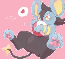 Rule 34 | androgynous, artist request, ball, creatures (company), game freak, gen 4 pokemon, gender request, luxio, nintendo, no humans, pokemon, pokemon (creature), simple background, solo, yellow eyes