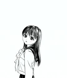 Rule 34 | 1girl, akebi-chan no serafuku, akebi komichi, animated, animated gif, blush, commentary, double v, grey background, greyscale, hiro (dismaless), long hair, long sleeves, looking at viewer, monochrome, pleated skirt, school uniform, serafuku, simple background, skirt, smile, solo, straight hair, teeth, translation request, turning around, upper body, upper teeth only, v, white background