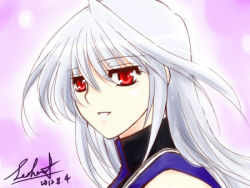 Rule 34 | 1girl, leoheart, lowres, lyrical nanoha, mahou shoujo lyrical nanoha, mahou shoujo lyrical nanoha a&#039;s, red eyes, reinforce, silver hair, smile, solo