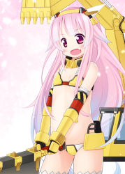 Rule 34 | 1girl, drag shovel (ole tower), elbow gloves, gloves, inuarashi, long hair, mini excavator (ole tower), ole tower, pink eyes, pink hair, solo, thighhighs