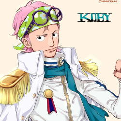Rule 34 | 1boy, absurdres, bandana, koby (one piece), glasses, highres, male focus, one piece, pink hair, solo