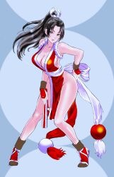 Rule 34 | 1girl, breasts, fatal fury, highres, large breasts, long hair, ponytail, shiranui mai, snk, solo