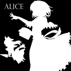 Rule 34 | 1girl, alice margatroid, bad id, bad pixiv id, bow, character name, greyscale, highres, kitazinger, monochrome, shanghai doll, short hair, silhouette, simple background, solo, touhou