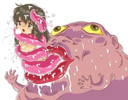 Rule 34 | breasts, huge tongue, monster, nude, pukao, saliva, tears, tongue, vore, yellow eyes