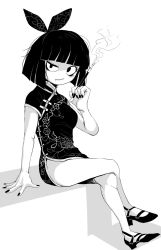 Rule 34 | 1girl, bbtan, china dress, chinese clothes, creepy susie, dress, highres, short hair, smoking, the oblongs