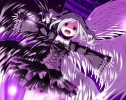 Rule 34 | 10s, 1girl, bad id, bad pixiv id, dress, gothic lolita, idolmaster, idolmaster cinderella girls, kago no tori, kanzaki ranko, lolita fashion, open mouth, outstretched arms, red eyes, short hair, silver hair, smile, solo, spread arms, twintails, wings