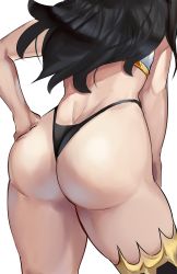 Rule 34 | 1girl, absurdres, ass, ass focus, black hair, butt crack, fate/grand order, fate (series), from behind, highres, huge ass, ishtar (fate), long hair, puzzled artist (name), shiny skin, single thighhigh, solo, thick thighs, thighhighs, thighs, thong, tohsaka rin