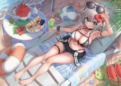 Rule 34 | 1girl, :q, arm up, armpits, bad id, bad pixiv id, ball, bare legs, barefoot, beach, beachball, black choker, black skirt, blush, breasts, chirang, choker, cleavage, closed mouth, commentary, cup, drinking straw, flower, food, fruit, grapes, green eyes, hair between eyes, hair flower, hair ornament, halterneck, hibiscus, holding, holding cup, holding removed eyewear, hololive, ice, ice cream, ice cube, innertube, large breasts, long hair, looking at viewer, miniskirt, navel, outdoors, plate, pleated skirt, red flower, shirogane noel, shirogane noel (summer 2020), silver hair, sitting, skirt, solo, starfish, stomach, strawberry, sunglasses, swim ring, table, thigh strap, tongue, tongue out, tropical drink, turtle, unworn eyewear, virtual youtuber, watermelon, wrist cuffs