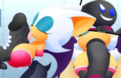 Rule 34 | 1boy, 1girl, breasts, dark chao, fellatio, furry, huge breasts, large breasts, large penis, licking, licking penis, oral, paizuri, penis, rouge the bat, slickehedge, sonic (series), tongue, tongue out